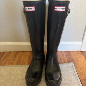 Hunter Original Tall Glossy Boots, Size 6